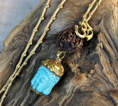Necklaces Default Good Fortune Turquoise Buddha Necklace jn439