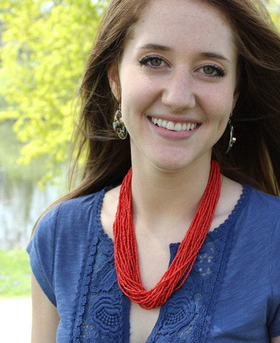 Necklaces Default Handmade Sherpa Coral Thousand Bead Necklace jn259