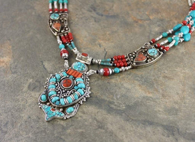 Necklaces Default Handmade Tibetan Karma Dolma Necklace jn272