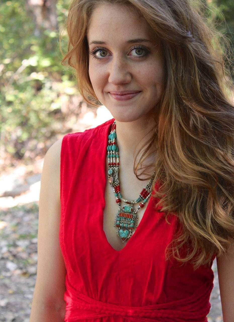 Necklaces Default Masterpiece Vintage Turquoise and Silver Tibet Necklace jn235