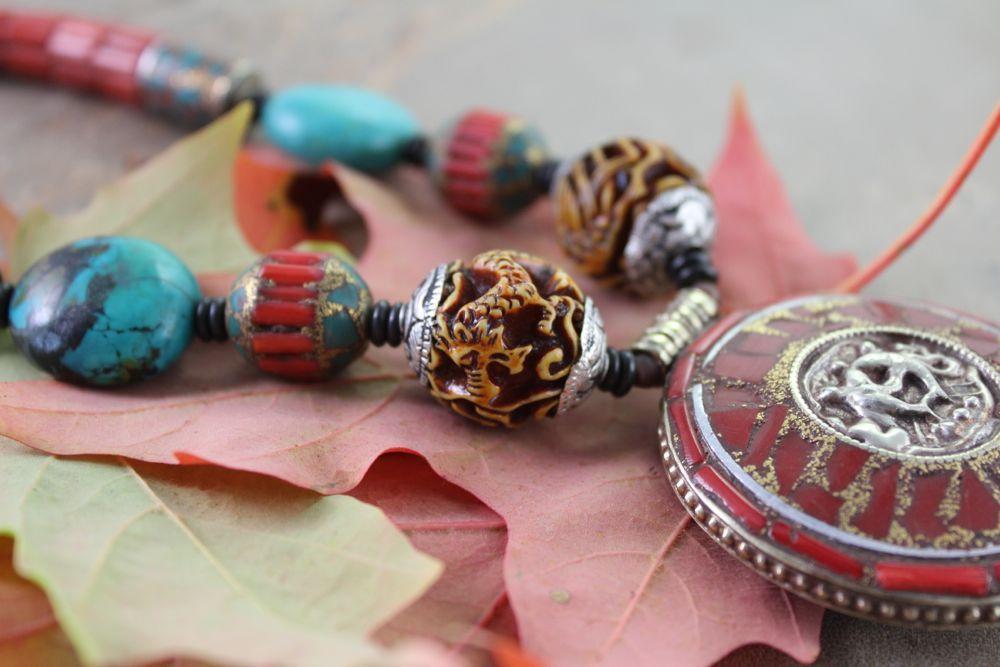 Necklaces Default One of a Kind Vintage Tibetan Necklace jn070