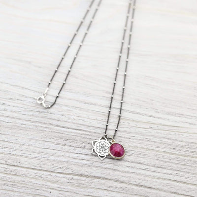 Necklaces Default Ruby Sacred Geometry Heart Chakra Necklace jn569