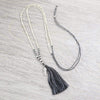 Silver Feather and Tassel Necklace