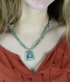 Necklaces Default Sterling Silver Turquoise and Coral Tibetan Om Necklace jn066