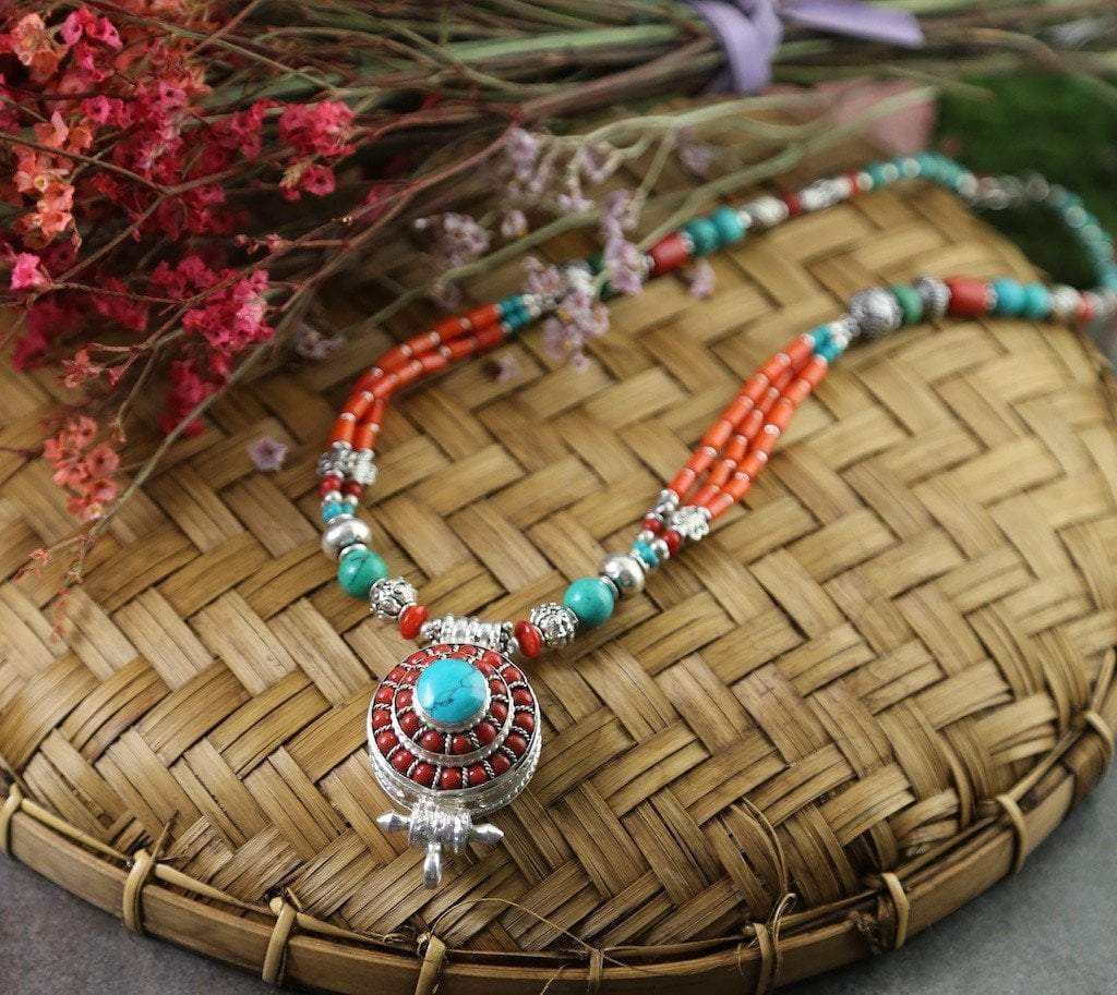 Tibetan Gau Pendant Box, Jeweled Chenrezig - poshjewelsworldwide