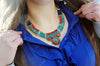 Necklaces Default Tibetan Turquoise and Coral Karma Dolma Necklace jn175