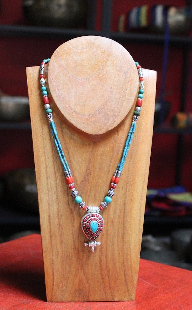 Necklace with Tibetan gau box with Chinese turquoise, cora… | Flickr