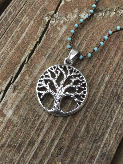 Necklaces Default Tree of Life Turquoise Beaded Necklace jn363
