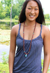 Necklaces Default Turquoise Buddha Necklace with Leopard Jasper Beads jn248