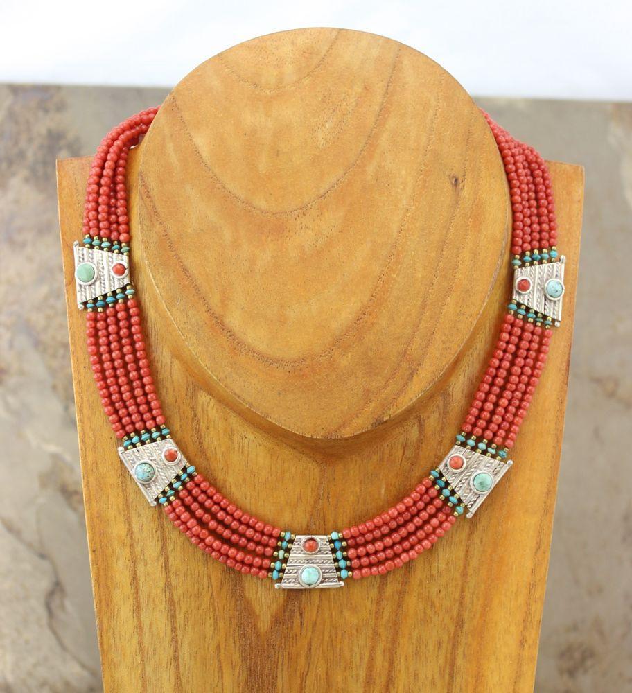 Necklaces Default Vintage Coral and Sterling Silver Necklace jn110