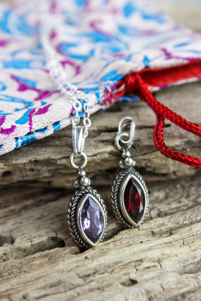 Necklaces Garnet and Amethyst Charm Necklace Gift Set JN688