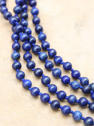 Necklaces Hand Knotted Lapis Wrap Necklace JN752