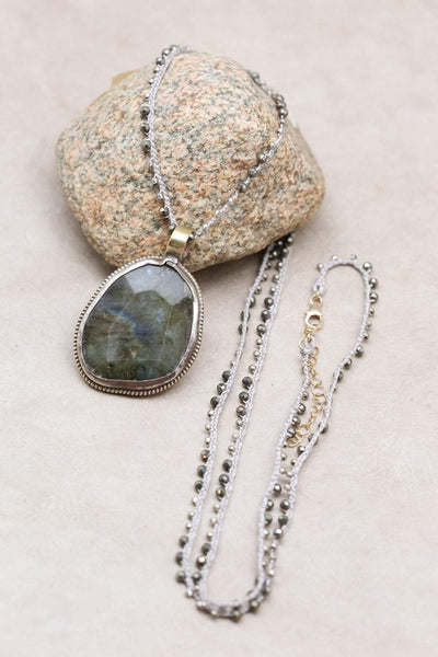 Necklaces Labradorite Gemstone Pendant Necklace JN786