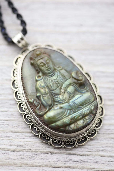 Labradorite Teaching Buddha Necklace