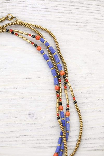 Necklaces Lapis and Gold Wrap Necklace JN713