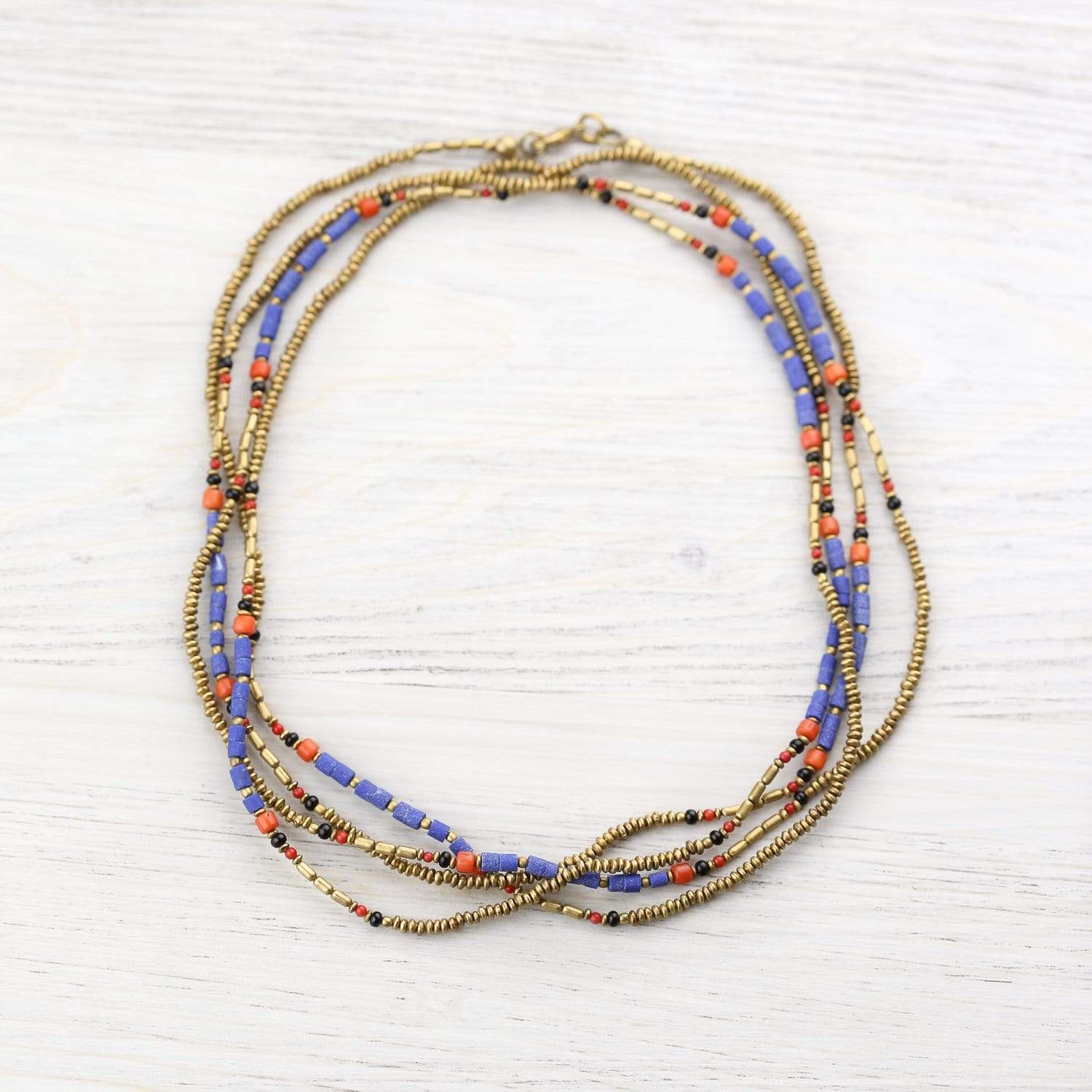 Lapis and Gold Wrap Necklace