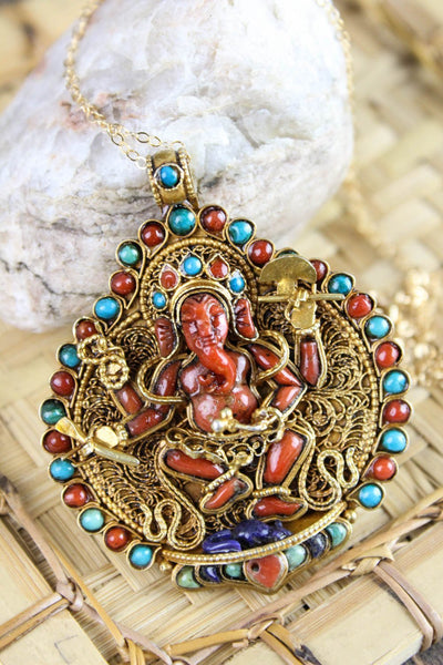 Necklaces Sophisticated Thai Vermeil Ganesh Necklace UN024