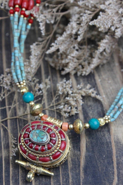 Necklaces Tibetan Gold Locket Gau Necklace jn614