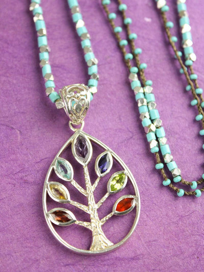 Necklaces Tree of Life Chakra Gemstone Necklace JN732