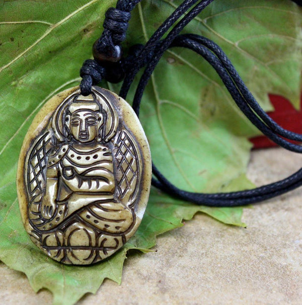 Hand Carved Yak Bone Buddha Necklace - DharmaShop