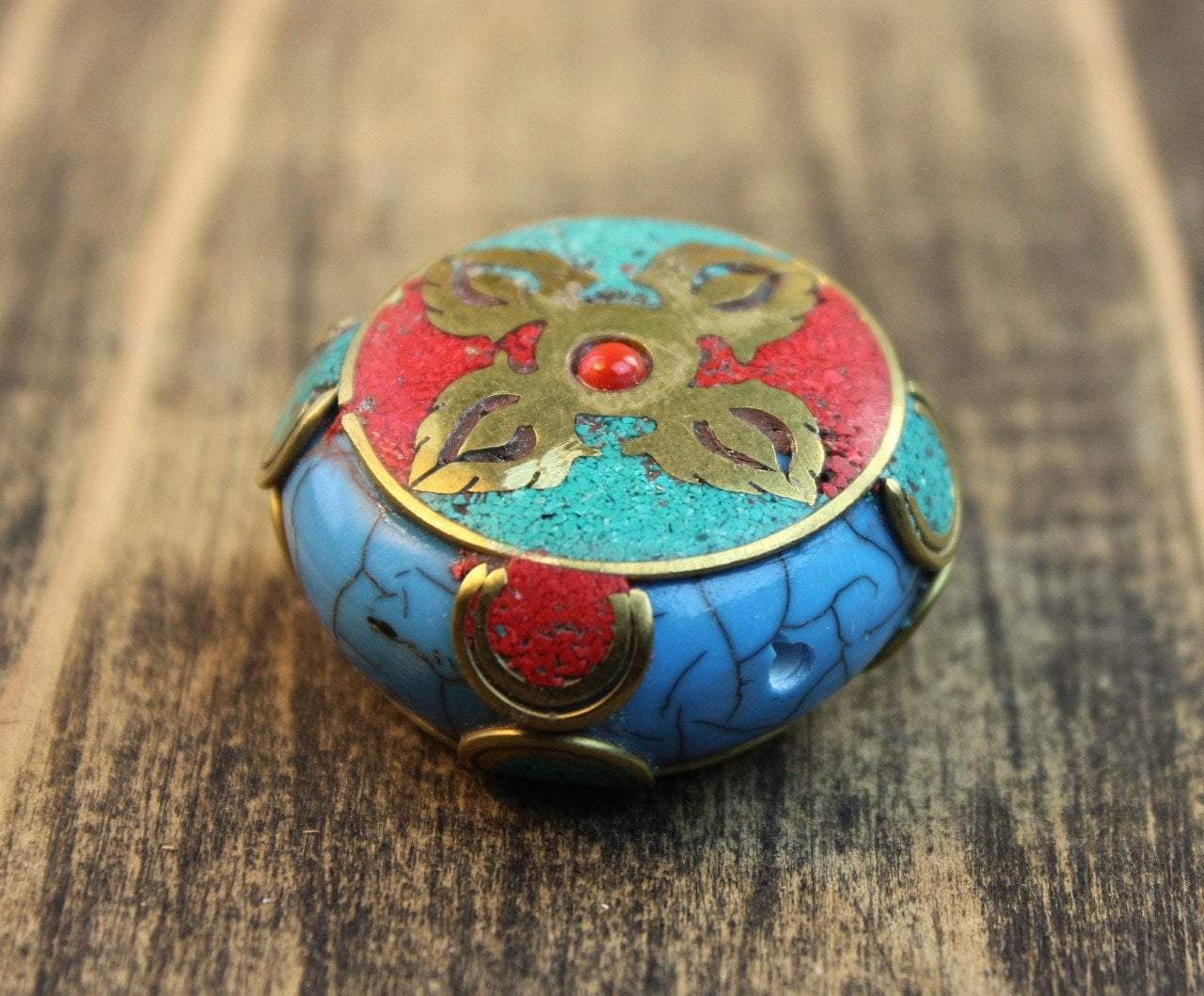 New Items,Under 35 Dollars Default Coral Double Dorje Bead be084