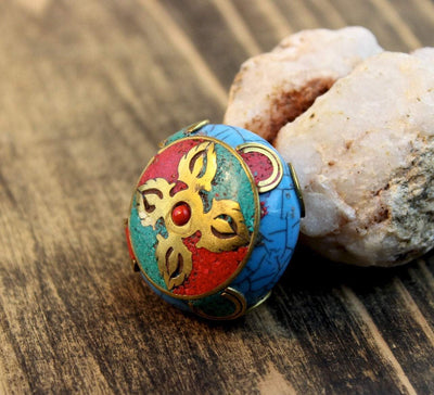 New Items,Under 35 Dollars Default Coral Double Dorje Bead be084