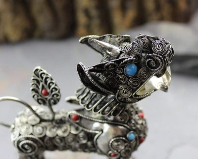 New Items,Under 35 Dollars,Home Default Handcrafted Metal Snow Lion With Garuda Head home009