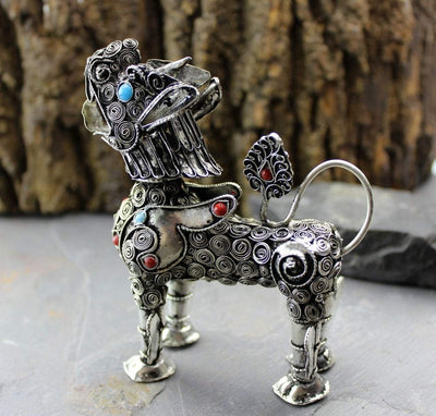New Items,Under 35 Dollars,Home Default Handcrafted Metal Snow Lion With Garuda Head home009