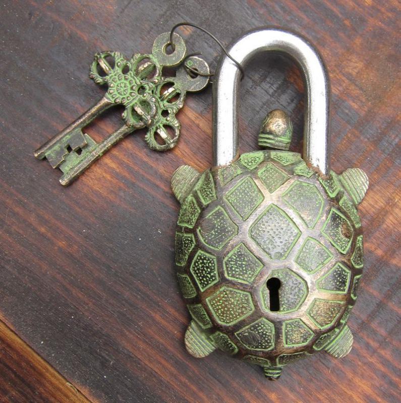 Turtle Shell Lock Monastery Turtle Lock from Nepal - DharmaShop