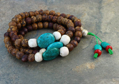 One of a Kind,Mala Beads,New Items,Turquoise Default One of a Kind Large Bodhi and Turquoise Mala ML450G
