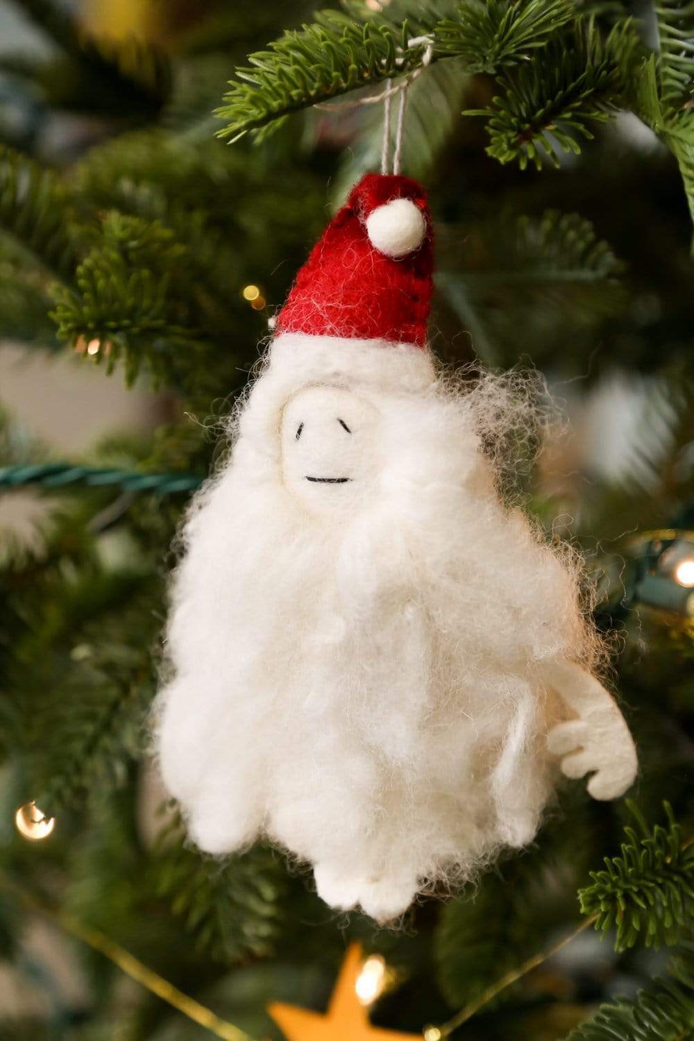 Felt Yeti Ornament with Santa Hat
