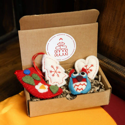 Ornaments Default Gift Set of 4 Fair Trade Wool Ornaments Ho031