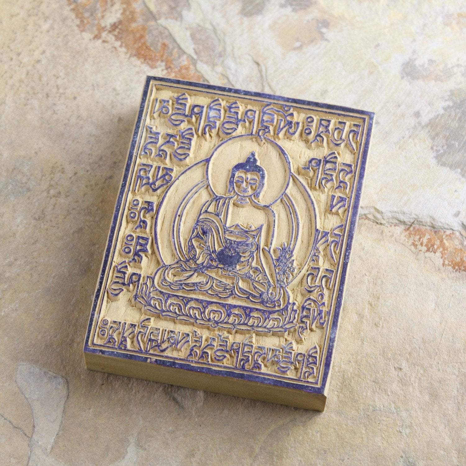 Medicine Buddha Wood Print Block - DharmaShop