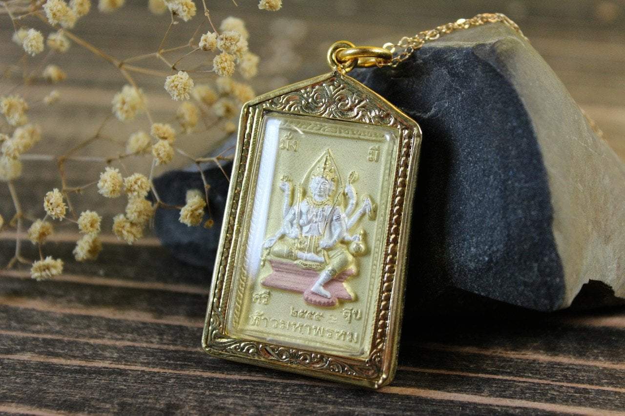 Amuleto de Ganesh y Deidad tailandesa encerrado de pulgadas