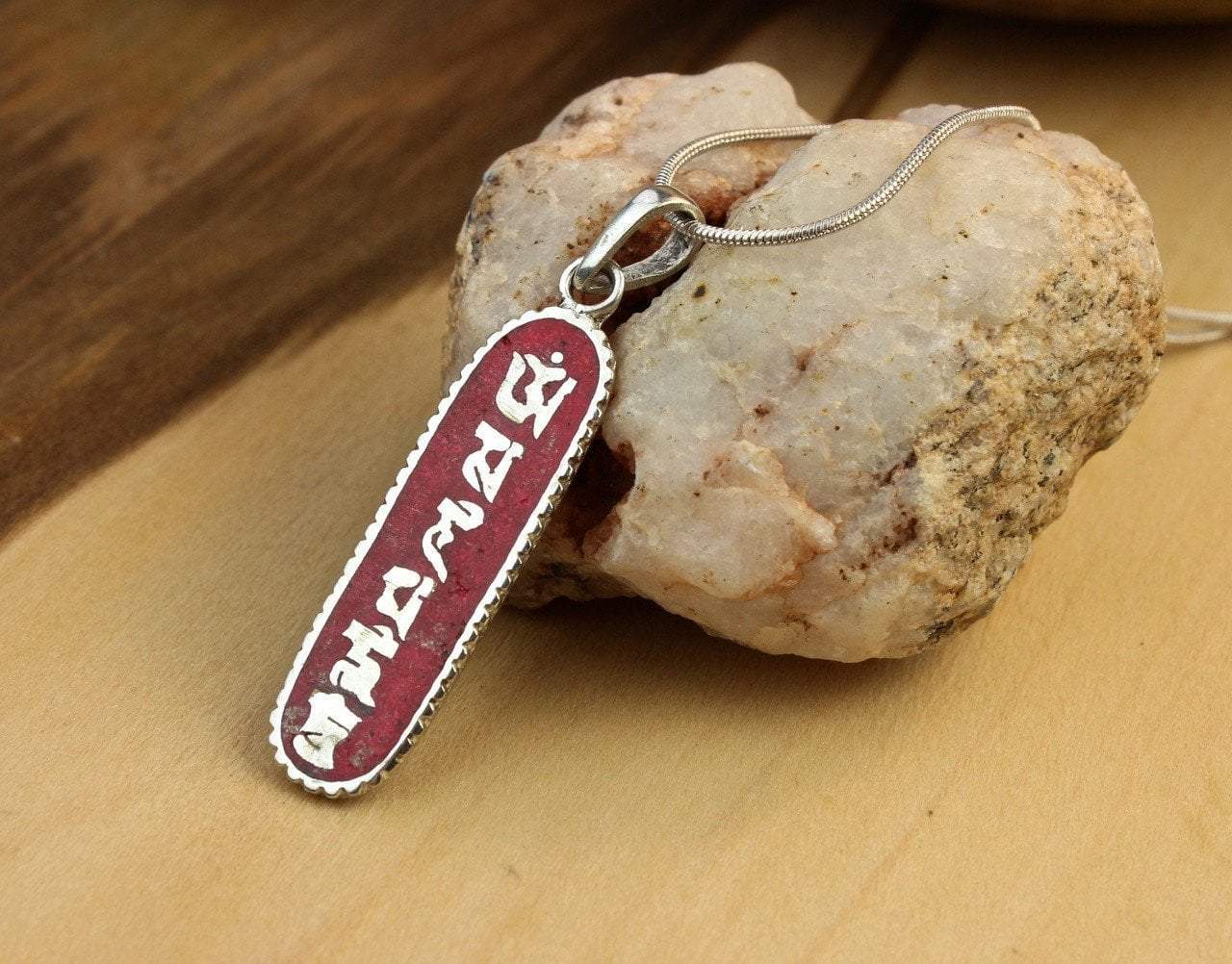 Pendants Default 2 Inch Coral Om Mani Pendant jp330