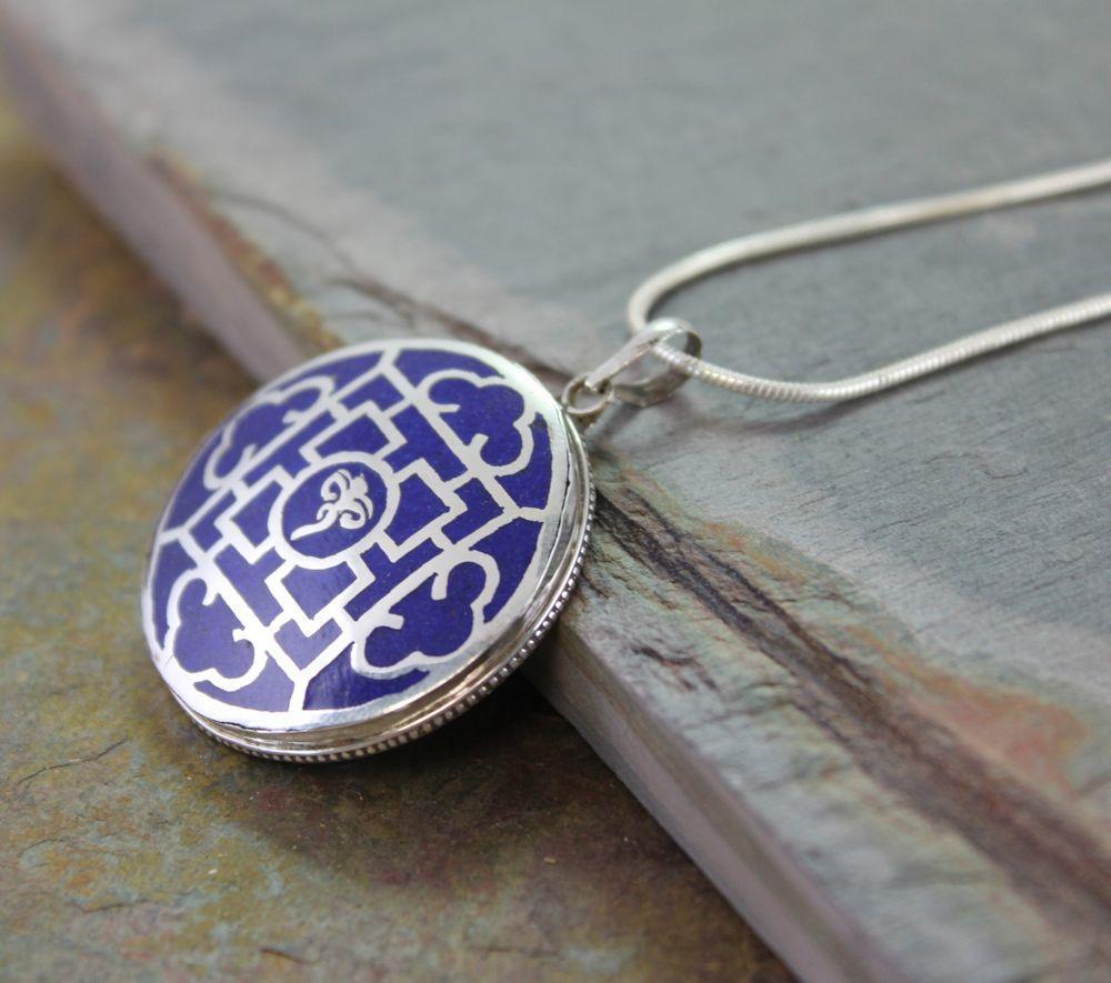 Pendants Default Lapis and Sterling Silver Mandala Pendant jp260