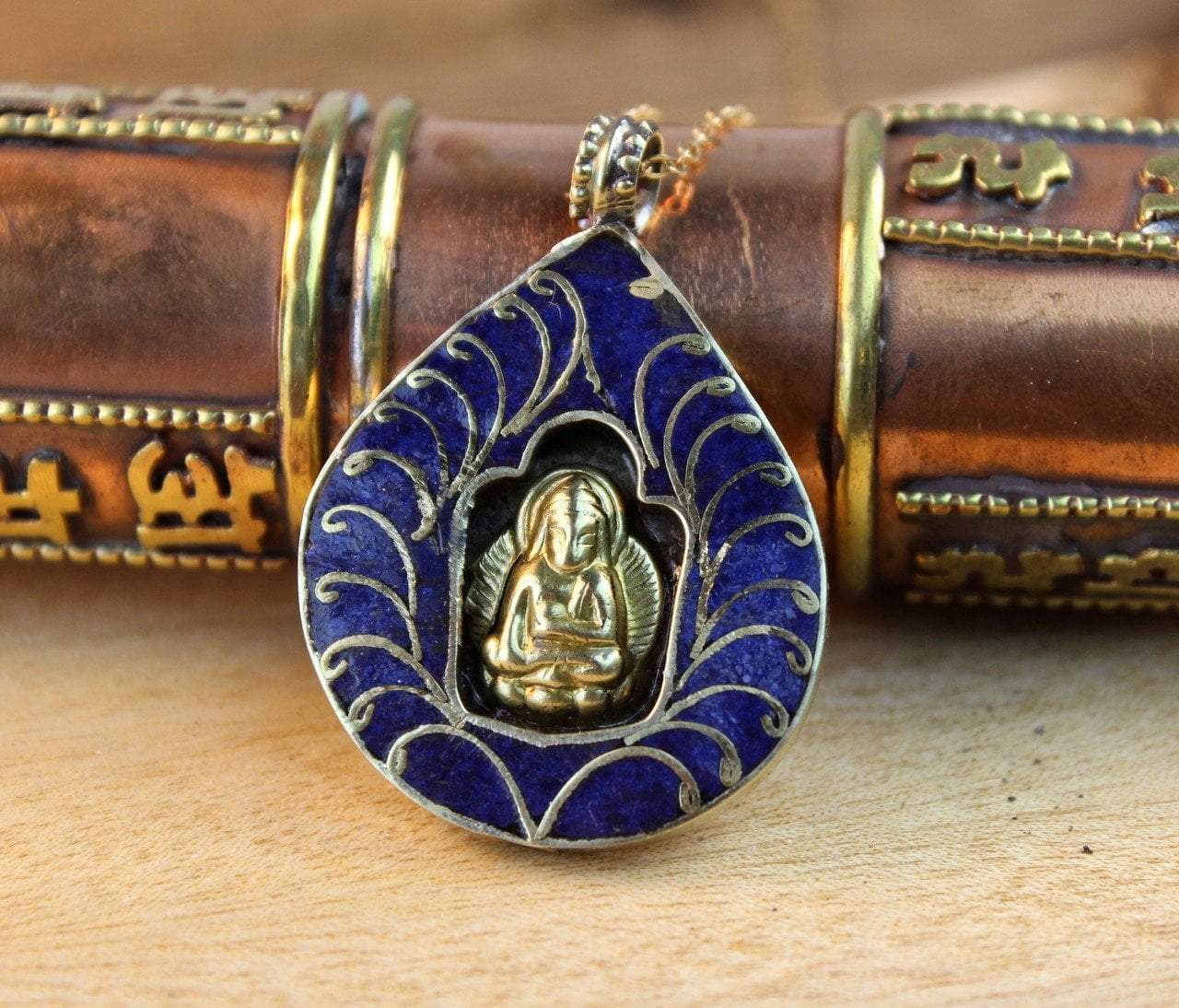 Pendants Default Lapis Bodhi Leaf Altar Pendant jp556