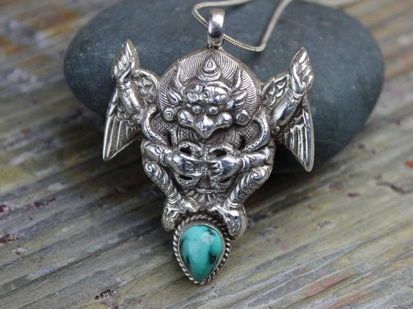 Large Garuda Sterling Silver Pendant - DharmaShop