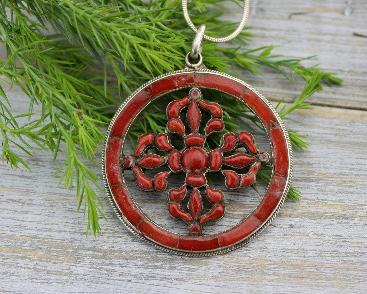 Pendants Default Masterpiece Coral Double Dorje Pendant jp458