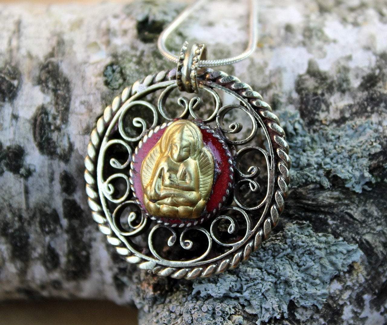 Pendants Default Reversible Coral Medicine Buddha Pendant jp549