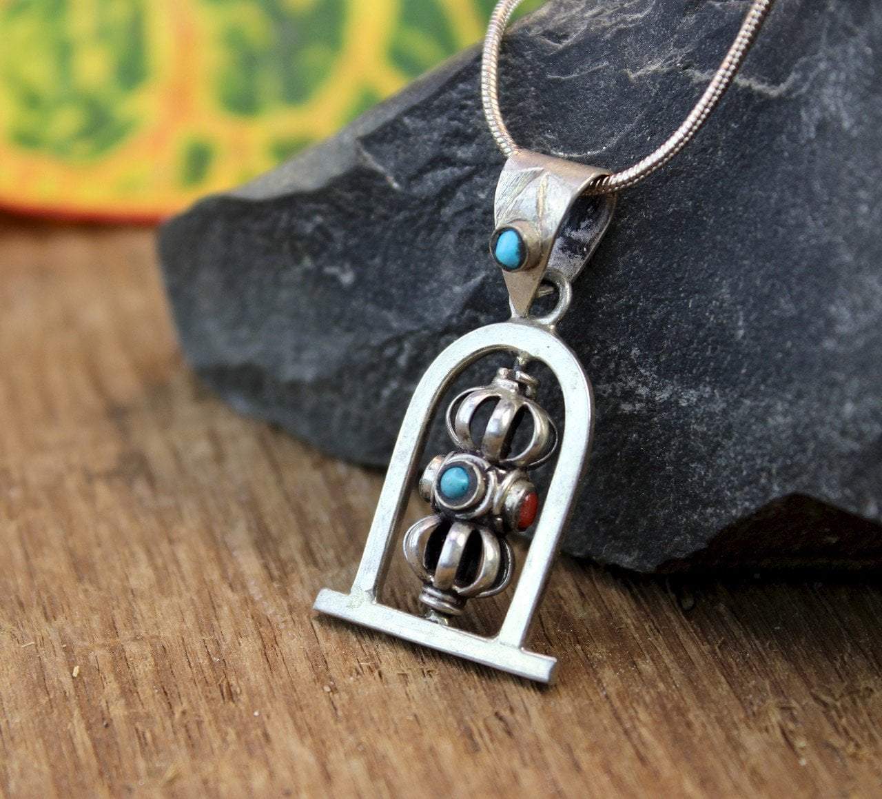 Dorje Wheel Prayer Pendant DORJE Vajra : Silver ペンダント 