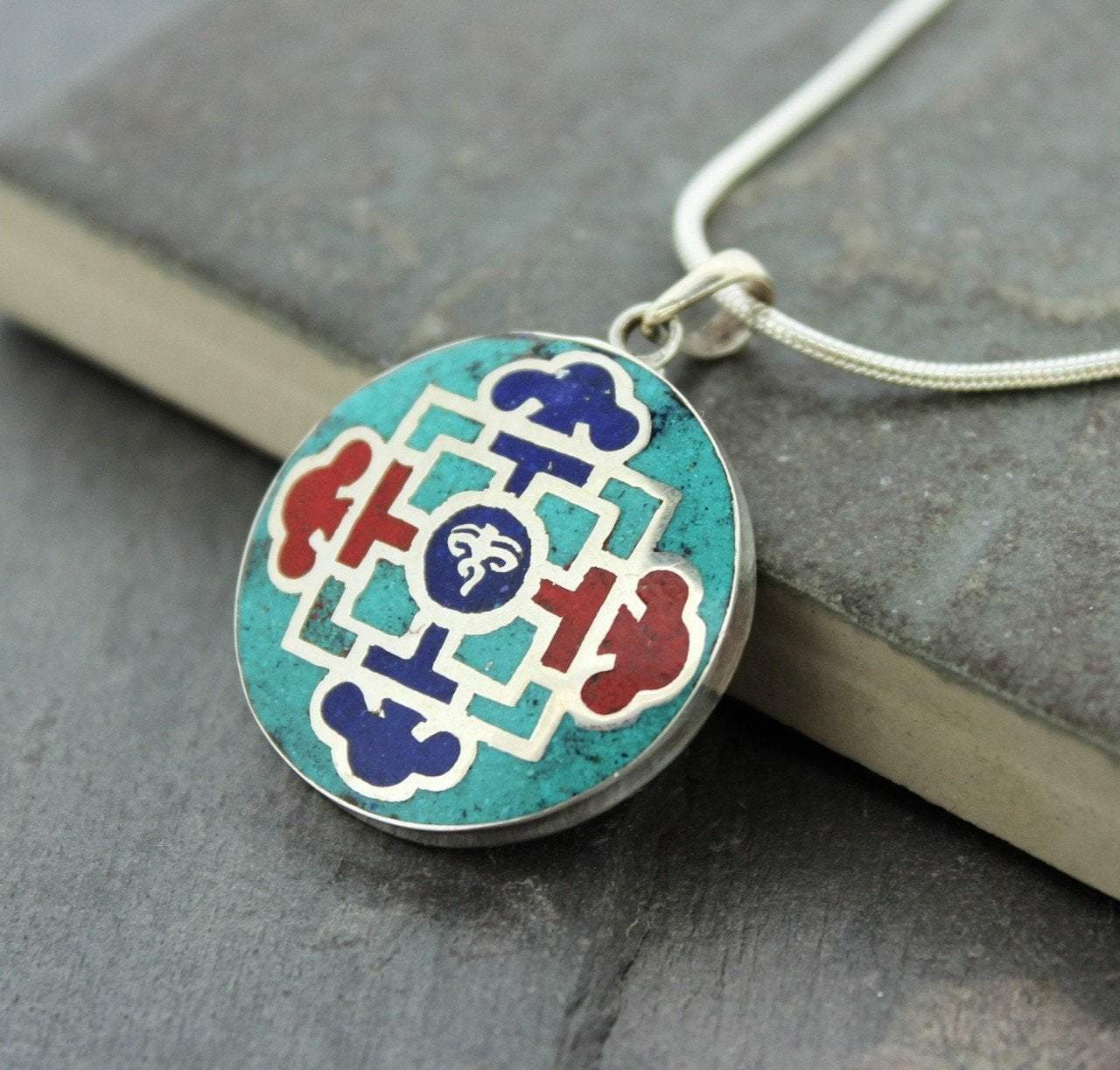 Pendants Default Sterling Coral and Turquoise Mandala Pendant jp340