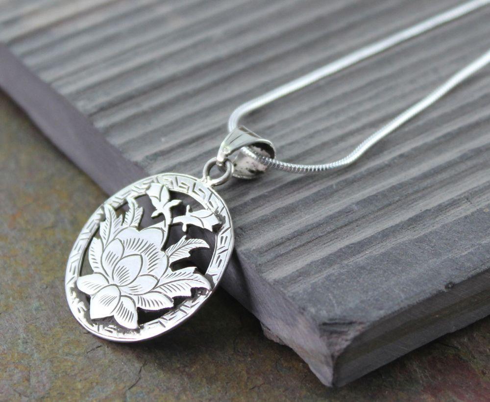 Floating Lotus Sterling Silver Statement Necklace —