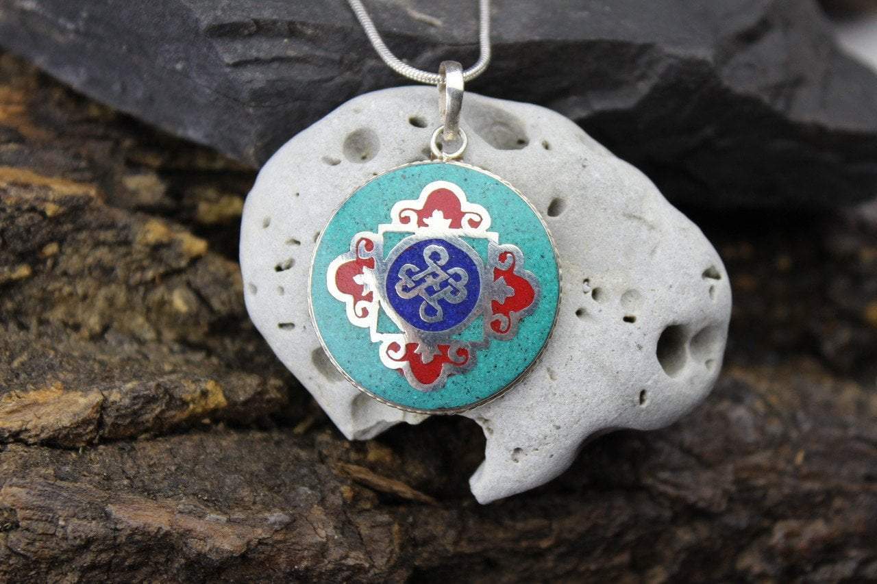 Pendants Default Sterling Silver with Lapis Eternal Knot Pendant jp377