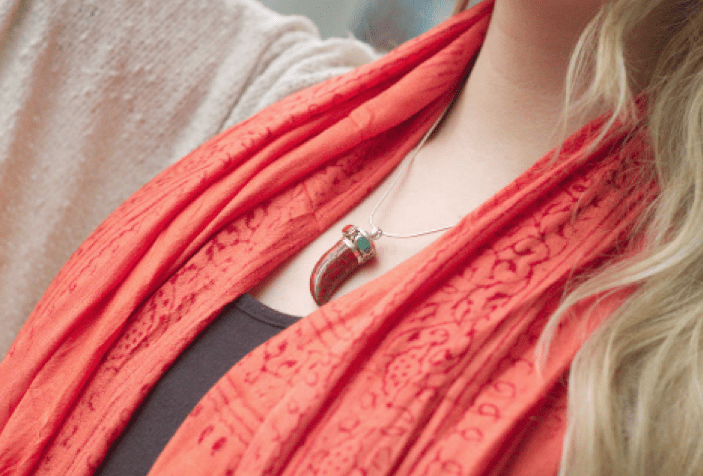 Pendants Default Tibetan Horn Pendant in Coral and Turquoise jp358