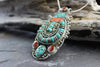 Pendants Default Traditional Sherpa Coral and Turquoise Pendant jp413
