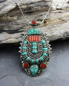 Pendants Default Traditional Sherpa Coral and Turquoise Pendant jp413