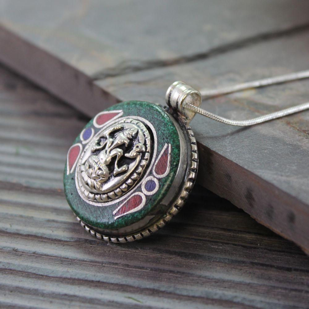 Pendants Default Turquoise Sterling Ganesh Pendant jp298