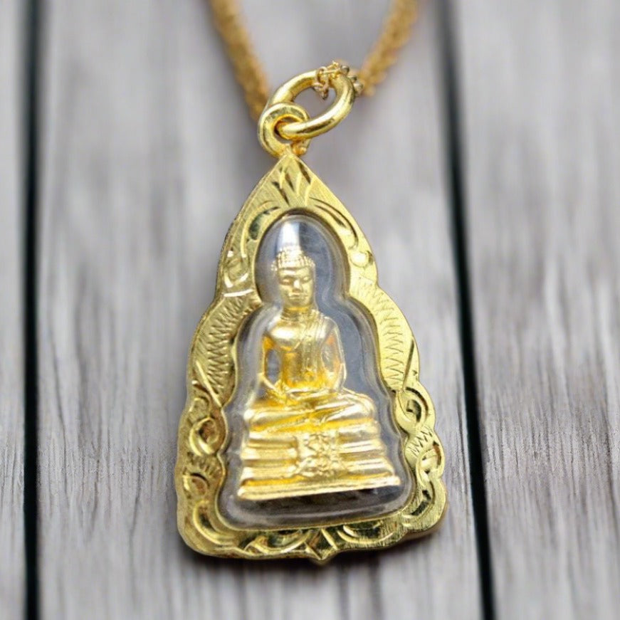 Necklace - Stainless Steel Gold Plated. Buddha Pendant & Chain. *Premi –  DivineJ