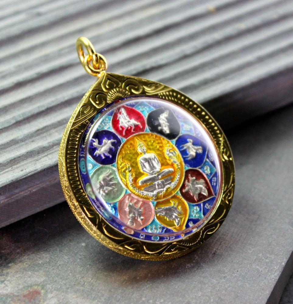 Pendants Large Colorful Thai Gold Buddha Amulet jpthai36
